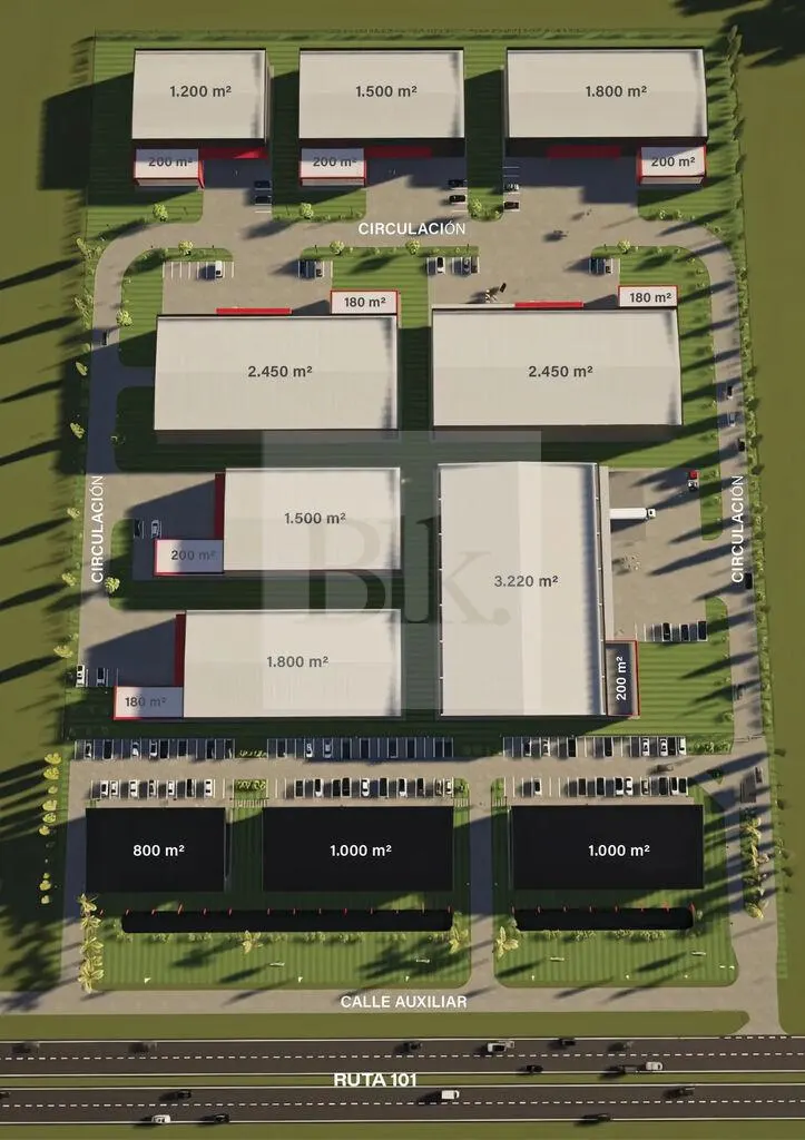 Zona 30: galpón de 1.200 m² y oficina de 200 m² en venta · Logístico en Ruta 101