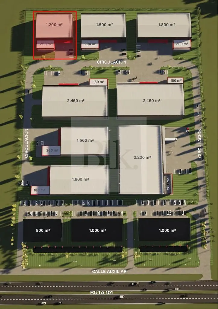 Zona 30: galpón de 1.200 m² y oficina de 200 m² en venta · Logístico en Ruta 101