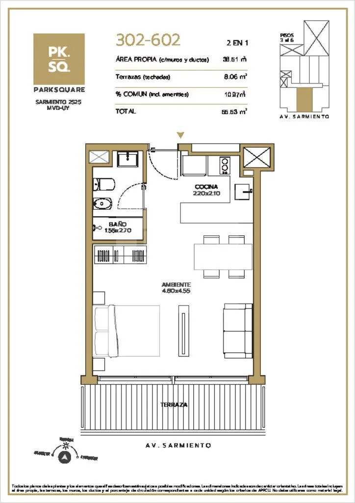 Monoambiente en Venta en Pocitos · Apartamento en Pocitos