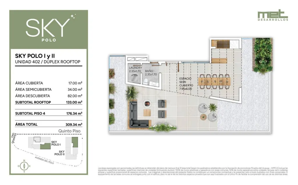 Duplex de 3 quartos com rooftop no Sky Polo, Carrasco · Apartamento em Los Olivos