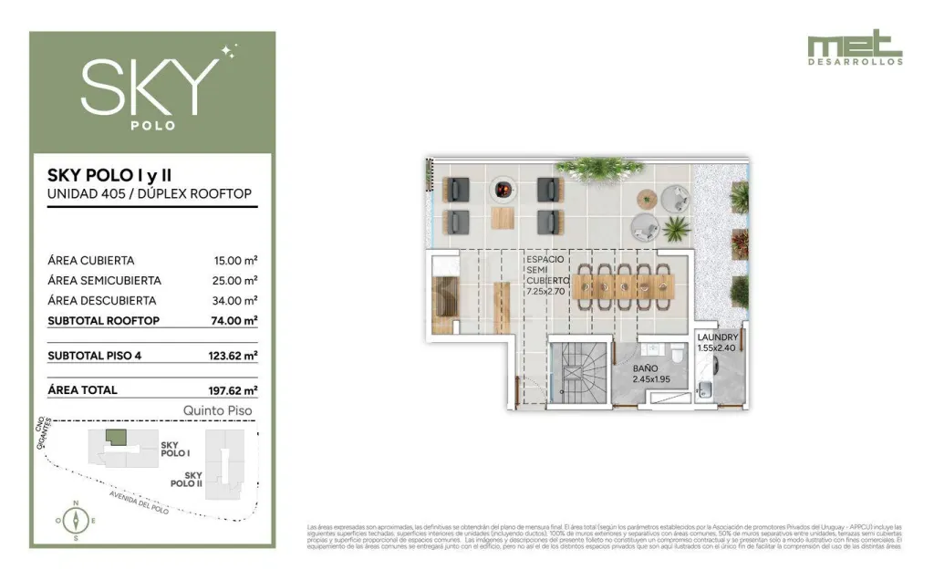 2-bedroom duplex with rooftop at Sky Polo, Carrasco · Apartment in Los Olivos