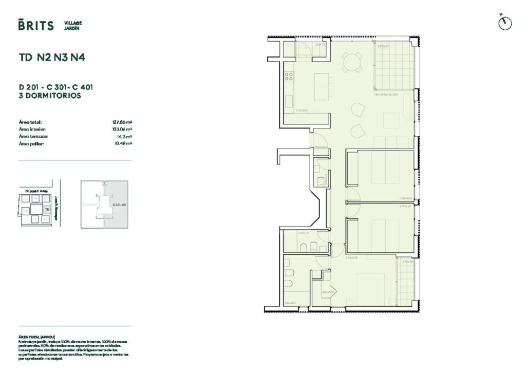 Brits - Apartamento de 3 dormitorios en Venta · Apartamento en Carrasco Norte