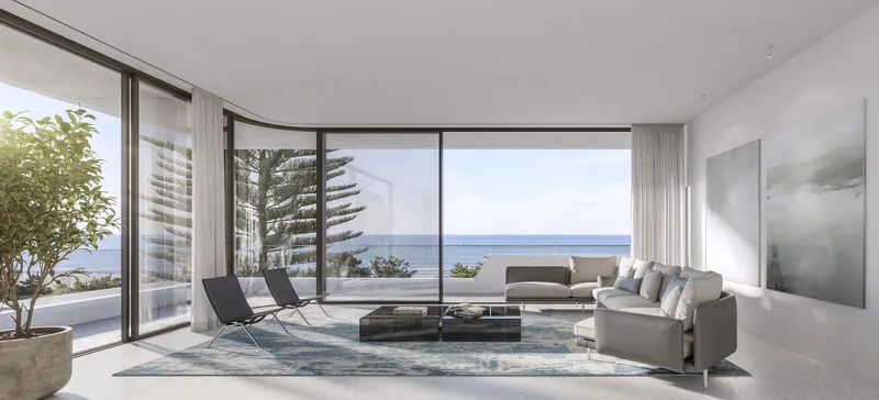 Living con vista al mar de la unidad 104